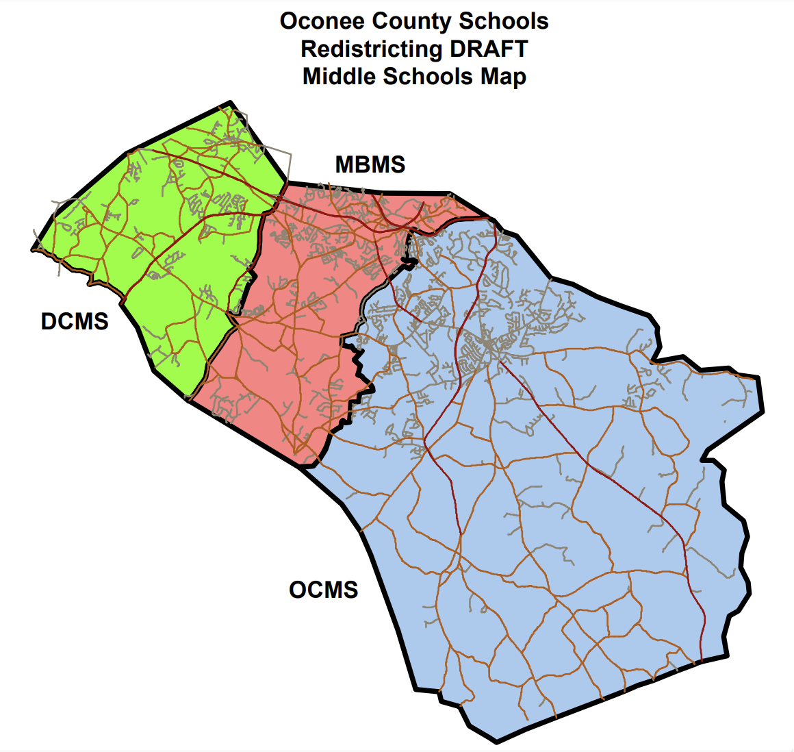 Oconee County SchoolsRedistricting DRAFTMiddle Schools Map