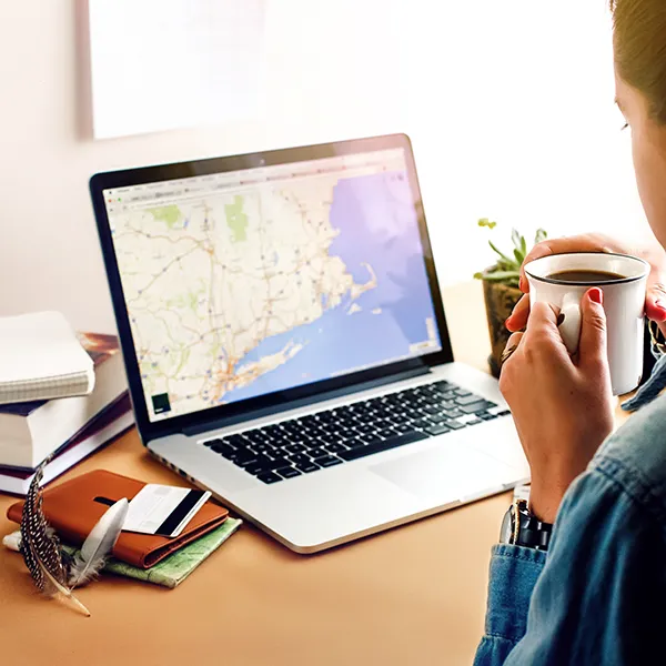 woman searching service in business directory